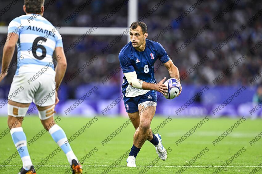 Paulin Riva during the Olympic Games Rugby Seven men’s match between France v Argentina at Stade de France in Saint-Denis near Paris, France on July 25, 2024. SOIREE 25 JUILLET 