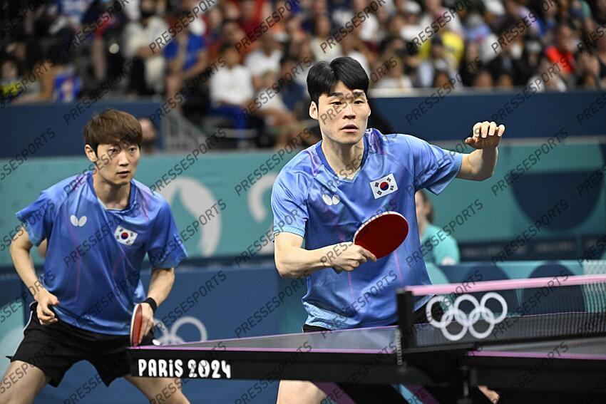 JANG (Woojin) - (cds) - MA WANG/CHO JANG quarts de finale CHINE-COREE match 1 a gauche : CHO (Daeseong) - (cds) - 