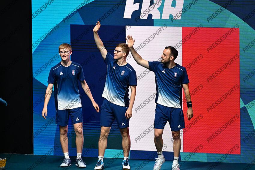 lebrun (felix) - (fra) - Lebrun (Alexis) - (fra) - Gauzy (Simon) - (fra) - GAUZY A.LEBRUN/SHINOZUKA TOGAMI Pour le bronze FRANCE-JAPON match 1 