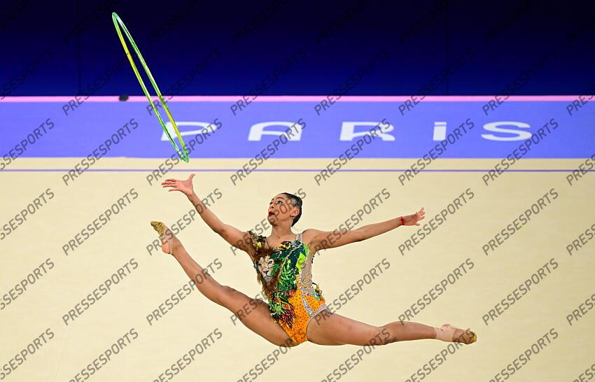 Barbara Domingos (Brasilien) Paris, 09.08.2024, Olympische Spiele 2024 in Paris/Frankreich, Rhythmische Sportgymnastik, Einzel, Mehrkampf, Finale, Reifen CONCOURS INDIVIDUEL 