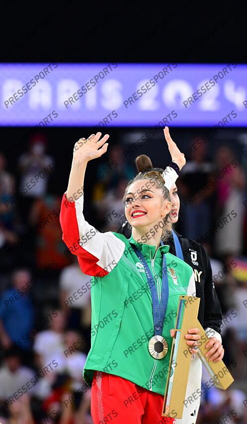 Boryana Kaleyn (Bulgarien, Silber) Paris, 09.08.2024, Olympische Spiele 2024 in Paris/Frankreich, Rhythmische Sportgymnastik, Einzel, Mehrkampf, Finale CONCOURS INDIVIDUEL 