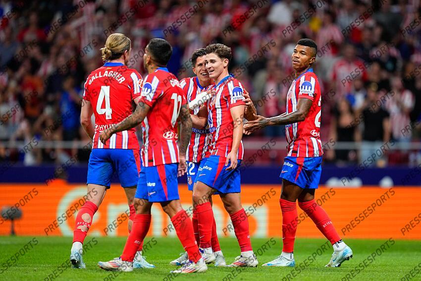 Julian Alvarez of Atletico de Madrid celebrates a goal during the Spanish League, LaLiga EA Sports, football match played between Atletico de Madrid and Valencia CF at Civitas Metropolitano stadium on September 15, 2024, in Madrid, Spain. ATLETICO MADRID-VALENCE CF (3-0) 