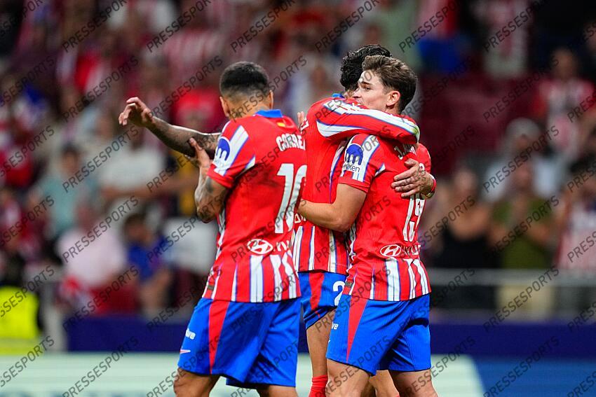 Julian Alvarez of Atletico de Madrid celebrates a goal during the Spanish League, LaLiga EA Sports, football match played between Atletico de Madrid and Valencia CF at Civitas Metropolitano stadium on September 15, 2024, in Madrid, Spain. ATLETICO MADRID-VALENCE CF (3-0) 