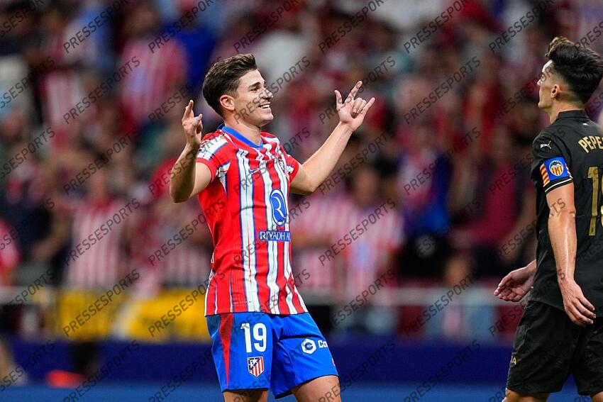 Julian Alvarez of Atletico de Madrid celebrates a goal during the Spanish League, LaLiga EA Sports, football match played between Atletico de Madrid and Valencia CF at Civitas Metropolitano stadium on September 15, 2024, in Madrid, Spain. ATLETICO MADRID-VALENCE CF (3-0) 