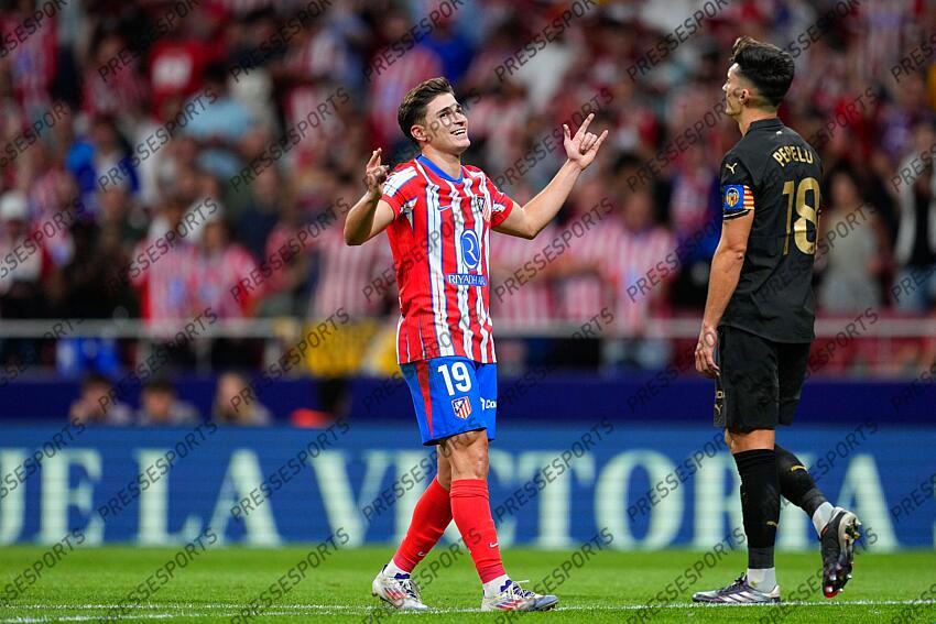 Julian Alvarez of Atletico de Madrid celebrates a goal during the Spanish League, LaLiga EA Sports, football match played between Atletico de Madrid and Valencia CF at Civitas Metropolitano stadium on September 15, 2024, in Madrid, Spain. ATLETICO MADRID-VALENCE CF (3-0) 