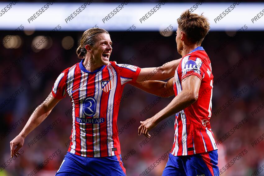 Conor Gallagher of Atletico de Madrid celebrates a goal during the Spanish League, LaLiga EA Sports, football match played between Atletico de Madrid and Valencia CF at Civitas Metropolitano stadium on September 15, 2024, in Madrid, Spain. ATLETICO MADRID-VALENCE CF (3-0) 