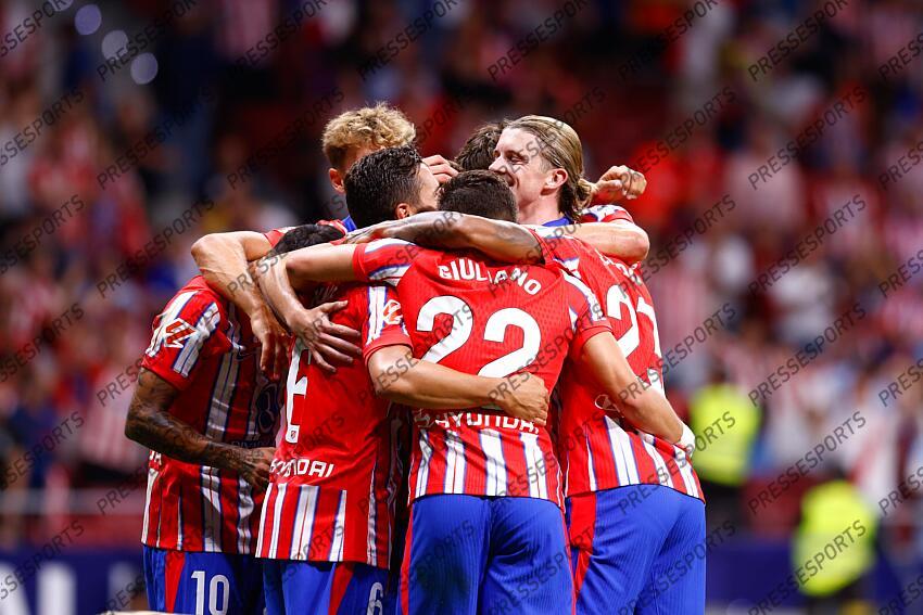 Julian Alvarez of Atletico de Madrid celebrates a goal during the Spanish League, LaLiga EA Sports, football match played between Atletico de Madrid and Valencia CF at Civitas Metropolitano stadium on September 15, 2024, in Madrid, Spain. ATLETICO MADRID-VALENCE CF (3-0) 