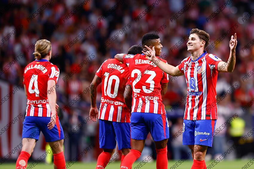 Julian Alvarez of Atletico de Madrid celebrates a goal during the Spanish League, LaLiga EA Sports, football match played between Atletico de Madrid and Valencia CF at Civitas Metropolitano stadium on September 15, 2024, in Madrid, Spain. ATLETICO MADRID-VALENCE CF (3-0) 