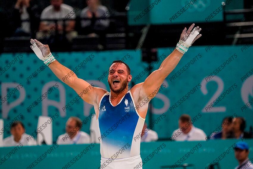 PARIS, FRANCE - JUILLET24-AOUT O2: Samir Ait Said of Team France durant les qualifications aux anneaux durant les Jeux Olympiques PARIS 2024 le 27 juillet 2024, Paris, France (Photo by Michel Cottin/Agence Zoom) ANNEAUX HOMMES 