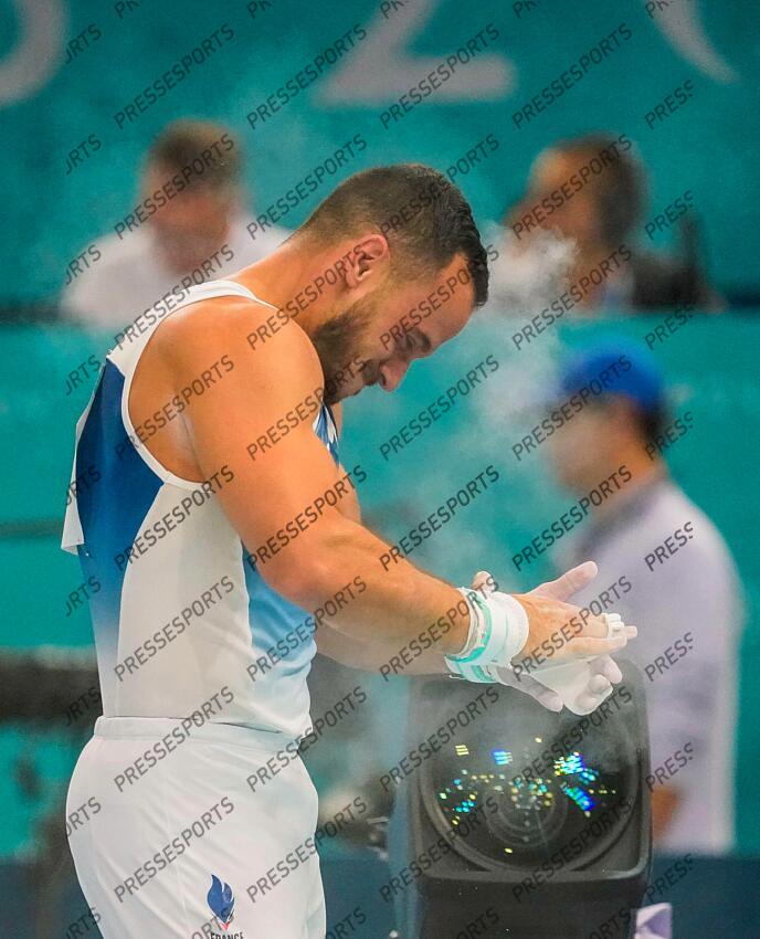 PARIS, FRANCE - JUILLET24-AOUT O2: Samir Ait Said of Team France durant les qualifications aux anneaux durant les Jeux Olympiques PARIS 2024 le 27 juillet 2024, Paris, France (Photo by Michel Cottin/Agence Zoom) ANNEAUX HOMMES 