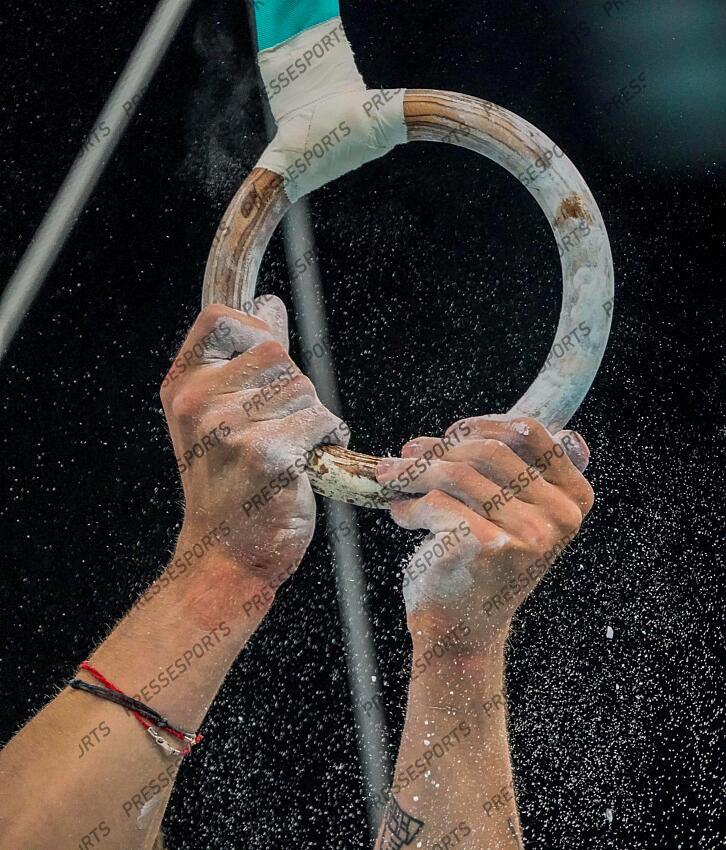 PARIS, FRANCE - JUILLET24-AOUT O2: Durant les qualifications aux anneaux lors des Jeux Jeux Olympiques PARIS 2024 le 27 juillet 2024, Paris, France (Photo by Michel Cottin/Agence Zoom) ANNEAUX HOMMES 