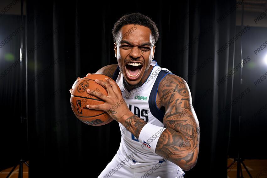 Sep 30, 2024; Dallas, TX, USA; Dallas Mavericks forward P.J. Washington (25) poses for a photo during the 2024 Dallas Mavericks media day. Mandatory Credit: Jerome Miron-Imagn Images Dallas Mavericks-Media Day 