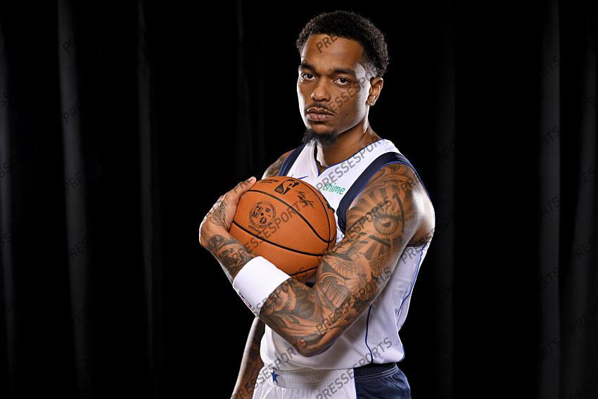 Sep 30, 2024; Dallas, TX, USA; Dallas Mavericks forward P.J. Washington (25) poses for a photo during the 2024 Dallas Mavericks media day. Mandatory Credit: Jerome Miron-Imagn Images Dallas Mavericks-Media Day 