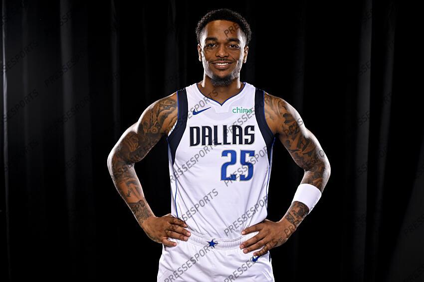 Sep 30, 2024; Dallas, TX, USA; Dallas Mavericks forward P.J. Washington (25) poses for a photo during the 2024 Dallas Mavericks media day. Mandatory Credit: Jerome Miron-Imagn Images Dallas Mavericks-Media Day 