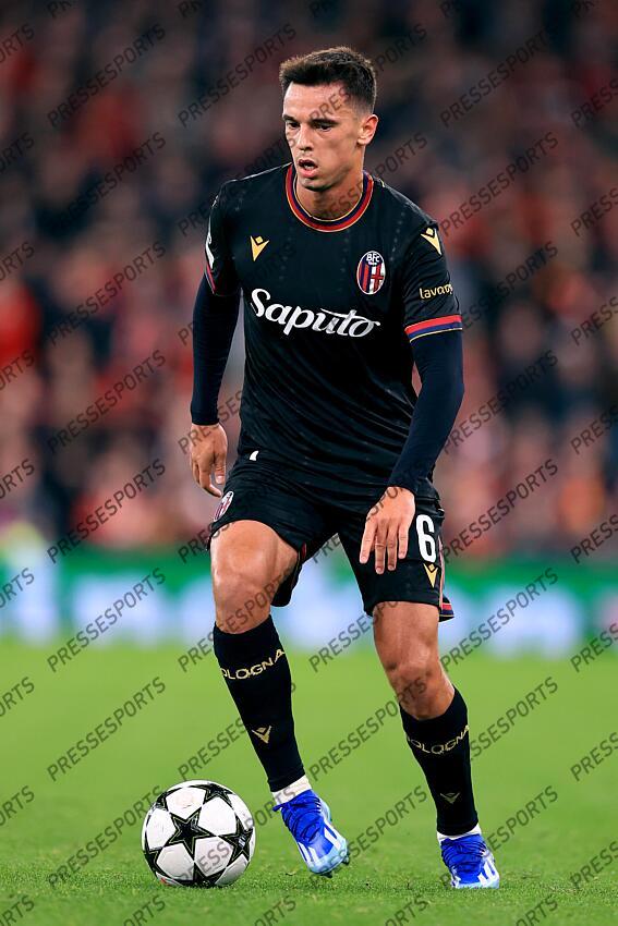 2nd October 2024 - UEFA Champions League - Liverpool FC v Bologna FC - Nikola Moro of Bologna - Photo: Simon Stacpoole / Offside. LIVERPOOL-BOLOGNE (2-0) 