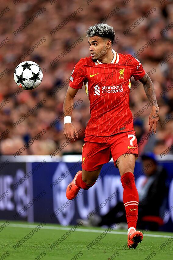 2nd October 2024 - UEFA Champions League - Liverpool FC v Bologna FC - Luis Diaz of Liverpool - Photo: Simon Stacpoole / Offside. LIVERPOOL-BOLOGNE (2-0) 