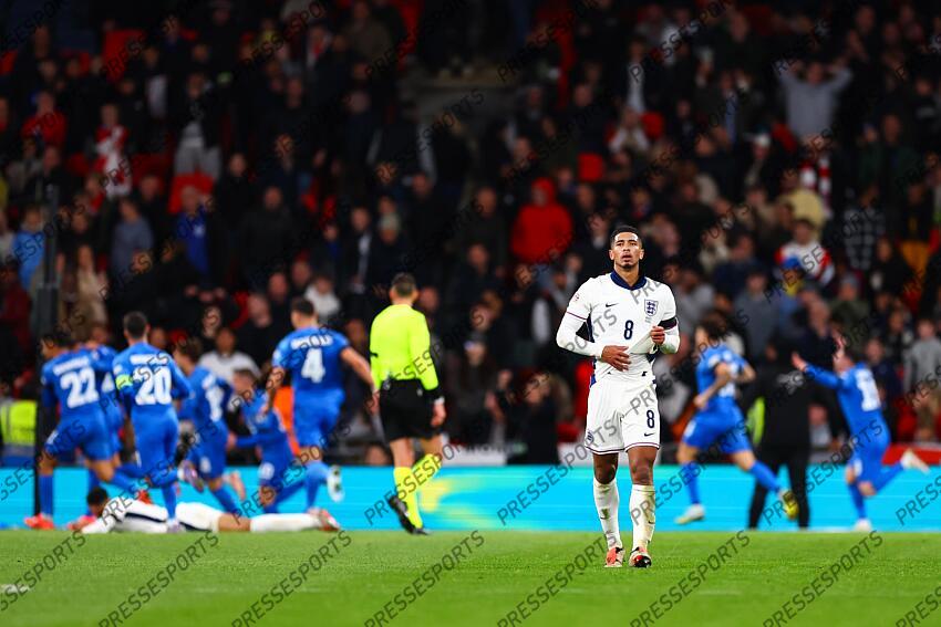 10 October 2024, London - UEFA Nations League - England v Greece - Jude Bellingham of England reacts after conceding a late goal - Photo: Jacques Feeney / Offside. ANGLETERRE-GRECE (1-2) 