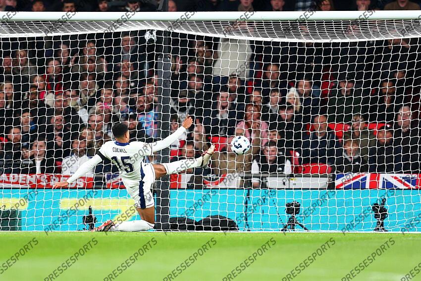 10 October 2024, London - International Football, UEFA Nation’s League - England v Greece - Levi Colwill of England clears the ball off the line - Photo: Charlotte Wilson / Offside. ANGLETERRE-GRECE (1-2) 