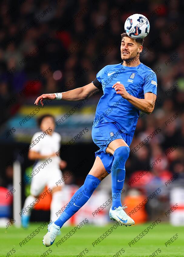 10 October 2024, London - UEFA Nations League - England v Greece - Konstantinos Mavropanos of Greece - Photo: Jacques Feeney / Offside. ANGLETERRE-GRECE (1-2) 