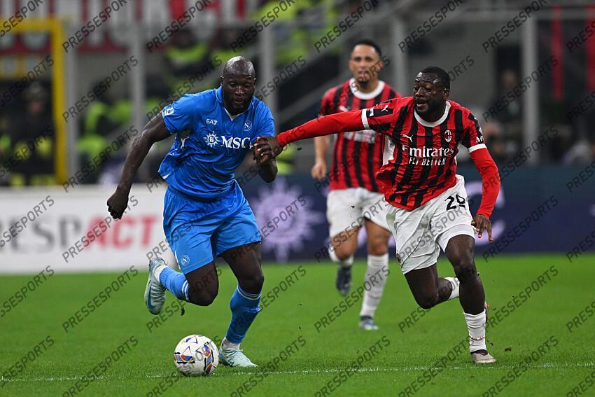 Romelu Lukaku (Napoli)Youssouf Fofana (Milan) during the Italian Serie A match between Milan 0-2 Napoli at Giuseppe Meazza Stadium on October 29, 2024 in Milano, Italy. (Photo by Maurizio Borsari/AFLO) AC MILAN-NAPLES (0-2) 