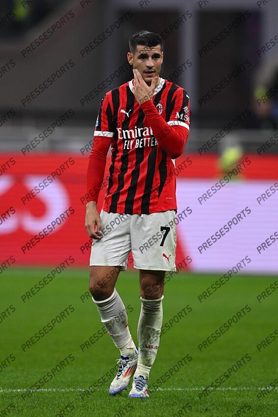 Alvaro Morata (Milan) during the Italian Serie A match between Milan 0-2 Napoli at Giuseppe Meazza Stadium on October 29, 2024 in Milano, Italy. (Photo by Maurizio Borsari/AFLO) AC MILAN-NAPLES (0-2) 