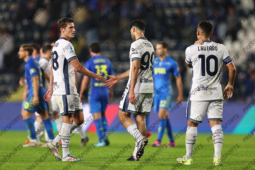Benjamin Pavard (Inter)Mehdi Taremi (Inter)Lautaro Martinez (Inter) during the Italian Serie A " match between Empoli 0-3 Inter at Carlo Castellani Stadium on October 30, 2024 in Empoli, Italy. (Photo by Maurizio Borsari/AFLO) EMPOLI-INTER MILAN (0-3) 