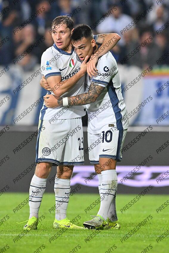 Foto IPP/Roberto Ramaccia Empoli 30/10/2024 Campionato di Calcio Serie A 2024/2025 Empoli vs Inter Nella foto Lautaro Martínez esulta con Nicolo Barella dopo aver segnato il gol del 0-3 Italy Photo Press - World Copyright EMPOLI-INTER MILAN (0-3) 