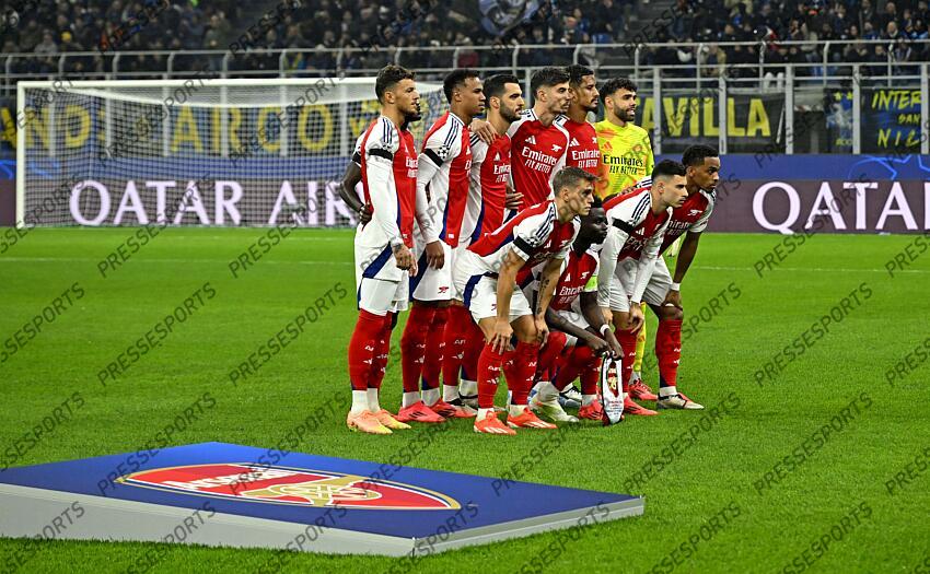 Foto IPP/Paolo Bona Milano 06/11//2024 UEFA Champions League di Calcio stagione 2024/2025 partita Inter-Arsenal Nella foto la formazione dell’ Arsenal Italy Photo Press Worldwide Copyright INTER MILAN-ARSENAL (1-0) 