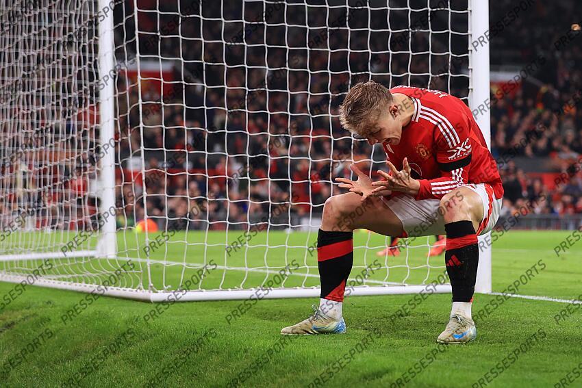 7th November 2024 - UEFA Europa League - League Phase - Manchester United v PAOK Salonika - Rasmus Hojlund of Manchester United reacts - Photo: Simon Stacpoole / Offside. MANCHESTER UNITED-PAOK SALONIQUE (2-0) 