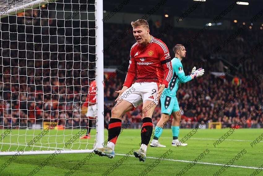 7th November 2024 - UEFA Europa League - League Phase - Manchester United v PAOK Salonika - Rasmus Hojlund of Manchester United reacts - Photo: Simon Stacpoole / Offside. MANCHESTER UNITED-PAOK SALONIQUE (2-0) 