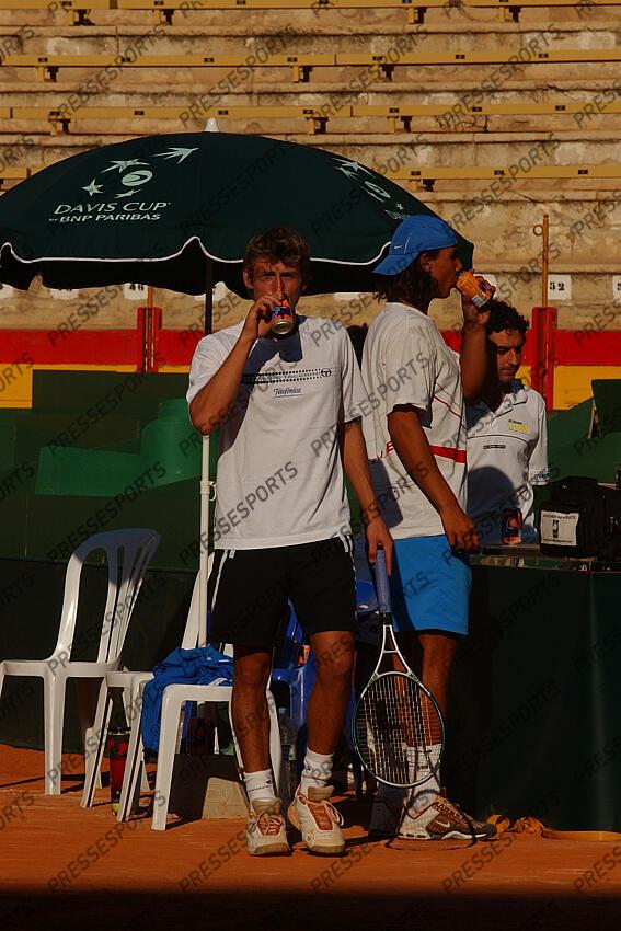 TENNIS ESPAGNE-FRANCE 2004 ENTRAINEMENT COUPE DAVIS