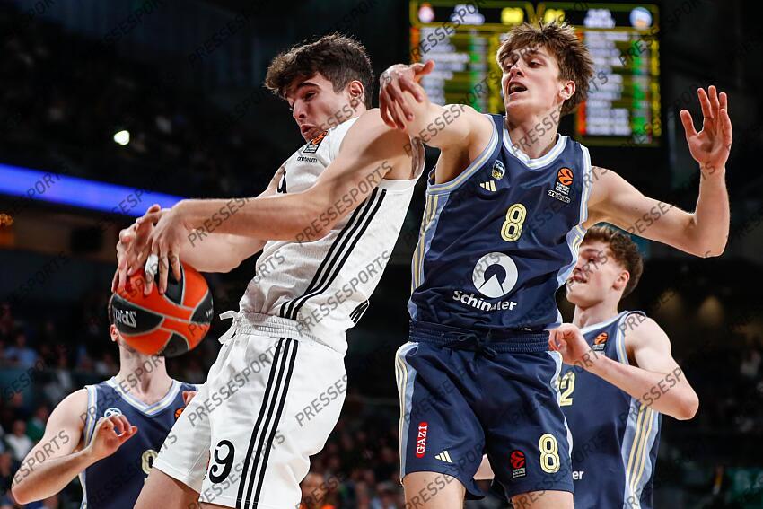 Hugo Gonzalez Pena of Real Madrid and Anton Nufer of Alba Berlin in action during the Turkish Airlines EuroLeague Regular Season match between Real Madrid and Alba Berlin at Wizink Center on November 21, 2024 in Madrid, Spain. REAL MADRID-ALBA BERLIN (98-84) 