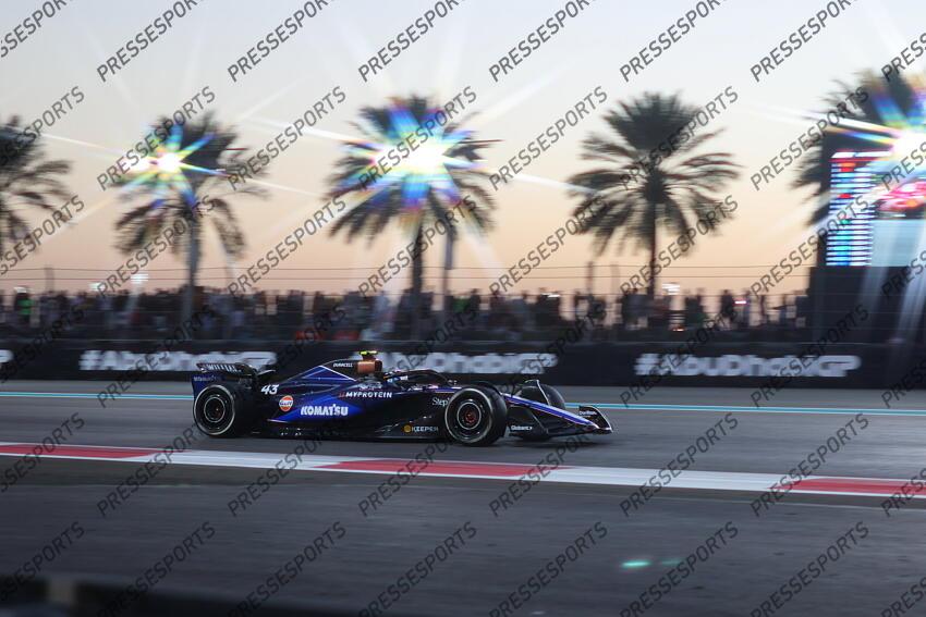 08.12.2024, Yas Marina Circuit, Abu Dhabi, VAE, FIA, Formel 1, Grosser Preis von Abu Dhabi, Rennen, im Bild Franco Colapinto (Williams Racing, #43) // during the Race for the FIA Formula One Grand Prix of Abu Dhabi at the Yas Marina Circuit in Abu Dhabi, United Arab Emirates on 2024/12/08. EXPA Pictures © 2024, PhotoCredit: EXPA/ Eibner-Pressefoto/ Annika Graf ATTENTION - OUT of GER GRAND PRIX D'ABU DHABI 