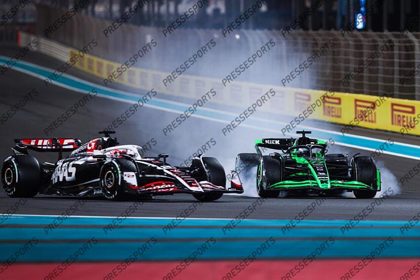#20 Kevin Magnussen (DNK, MoneyGram Haas F1), #77 Valtteri Bottas (FIN, Stake F1 Team Kick Sauber), F1 Grand Prix of Abu Dhabi at Yas Marina Circuit on December 8, 2024 in Abu Dhabi, United Arab Emirates. (Photo by HOCH ZWEI) GRAND PRIX D'ABU DHABI 