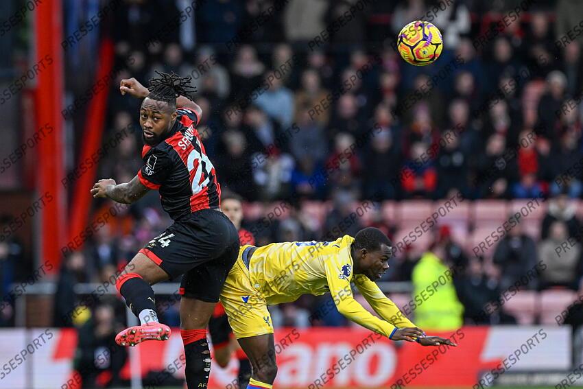 26.12.2024, Goldsands Stadium, Bournemouth, ENG, Premier League, AFC Bournemouth vs Crystal Palace, 18. Runde, im Bild Antoine Semenyo of Bournemouth wins a header // Antoine Semenyo of Bournemouth wins a header during the Premier League 18th round match between AFC Bournemouth and Crystal Palace at the Goldsands Stadium in Bournemouth, England on 2024/12/26. EXPA Pictures © 2024, PhotoCredit: EXPA/ Focus Images/ Jeremy Landey ATTENTION - for AUT, GER, FRA, ITA, SUI, POL, CRO, SLO only BOURNEMOUTH-CRYSTAL PALACE (0-0) 