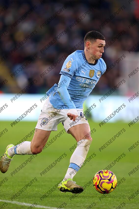29 December 2024 Leicester - Premier League football - Leicester City v Manchester City - Phil Foden of Manchester City. (Photo by Mark Leech). LEICESTER-MANCHESTER CITY (0-2) 
