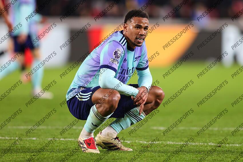 01 January 2025 - Premier League Football - Brentford v Arsenal - Gabriel of Arsenal (Photo by Mark Leech). BRENTFORD-ARSENAL (1-3) 