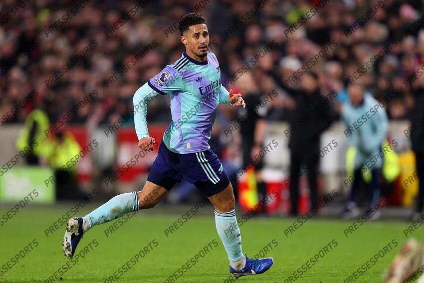 01 January 2025 - Premier League football - Brentford v Arsenal - William Saliba of Arsenal. (Photo by Mark Leech). BRENTFORD-ARSENAL (1-3) 