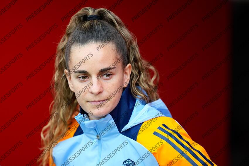 Teresa Abelleira of Real Madrid looks on during the Spanish Women League, Liga F, football match played between Atletico de Madrid and Real Madrid at Centro Deportivo Wanda Alcala de Henares on January 05, 2025, in Madrid, Spain. (F) ATLETICO MADRID-(F) REAL MADRID (1-2) 