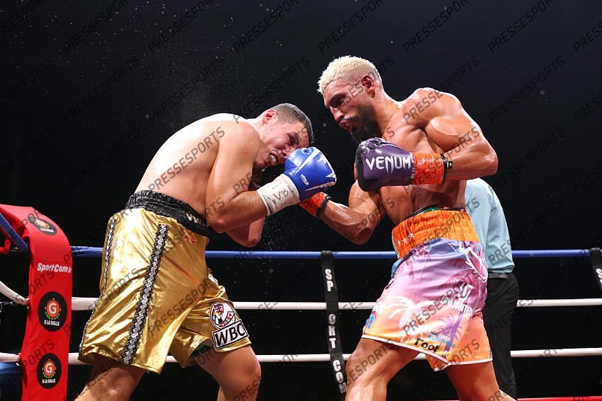 jkitou (bilal) (fra) short orange et violet rodriguez ruran (juan jose) (mex ) (pan) short or et noir CEINTURE WBC SILVER 