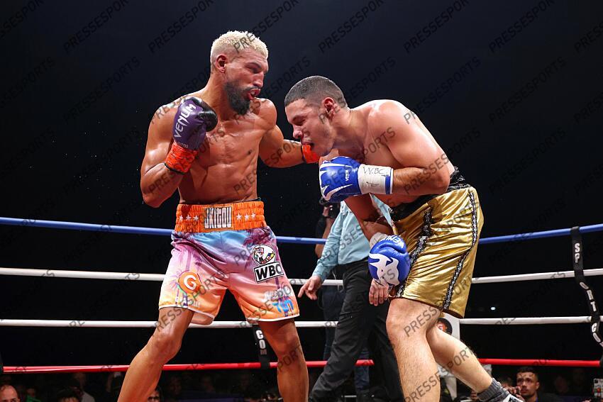 jkitou (bilal) (fra) short orange et violet rodriguez ruran (juan jose) (mex ) (pan) short or et noir CEINTURE WBC SILVER 