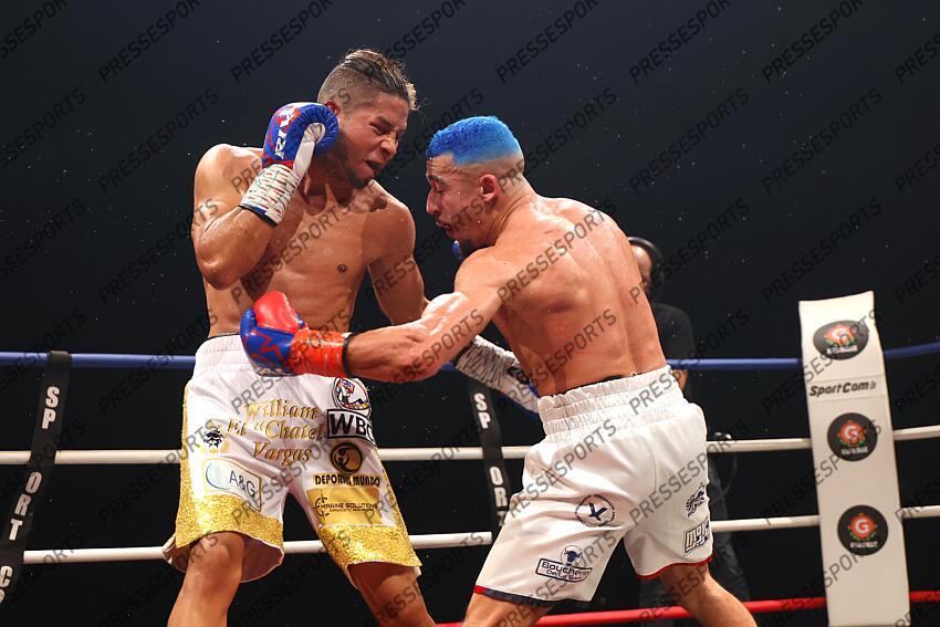 el hadri (khalil) (fra) short blanc vargars (william) (pan) short blanc et or CEINTURE WBC SILVER 