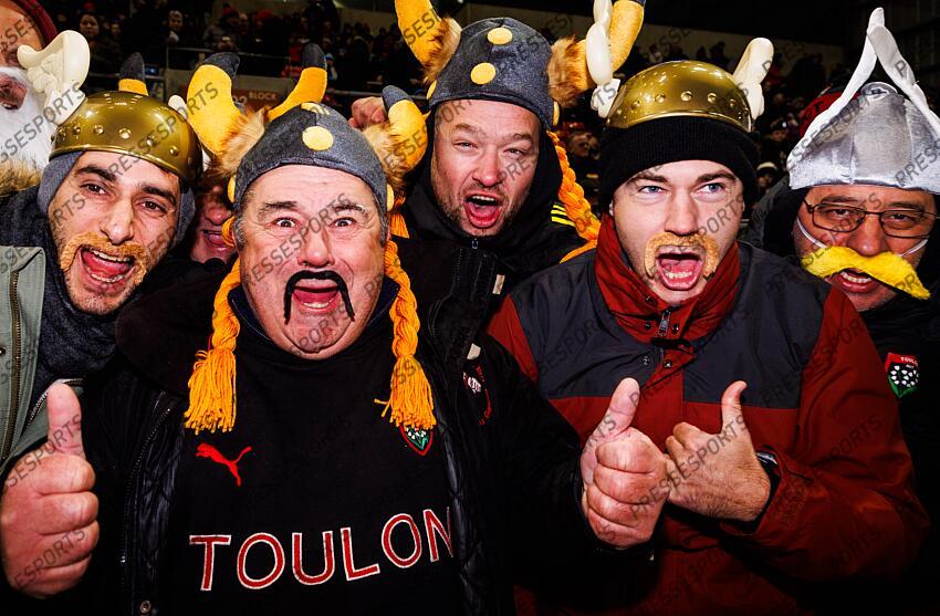 Investec Champions Cup Round 4, Salford Community Stadium, Manchester 19/1/2025 Sale Sharks vs RC Toulon Toulon supporters ahead of the game Mandatory Credit ©INPHO/Tom Maher SALE-TOULON (33-7) 