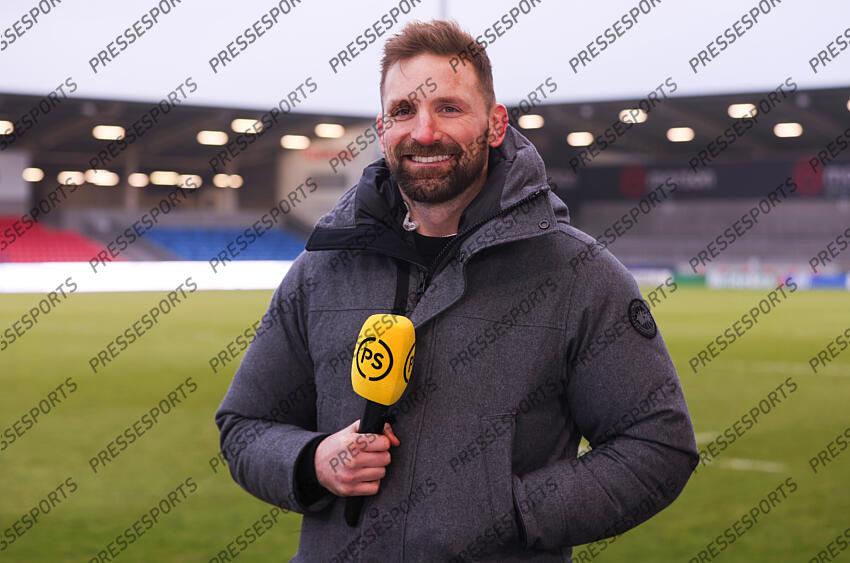 Investec Champions Cup Round 4, Salford Community Stadium, Manchester 19/1/2025 Sale Sharks vs RC Toulon John Barclay on media duties for Premier Sports Mandatory Credit ©INPHO/Tom Maher SALE-TOULON (33-7) 