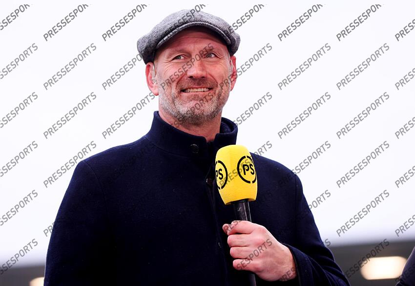 Investec Champions Cup Round 4, Salford Community Stadium, Manchester 19/1/2025 Sale Sharks vs RC Toulon Lawrence Dallaglio on media duties for Premier Sports Mandatory Credit ©INPHO/Tom Maher SALE-TOULON (33-7) 