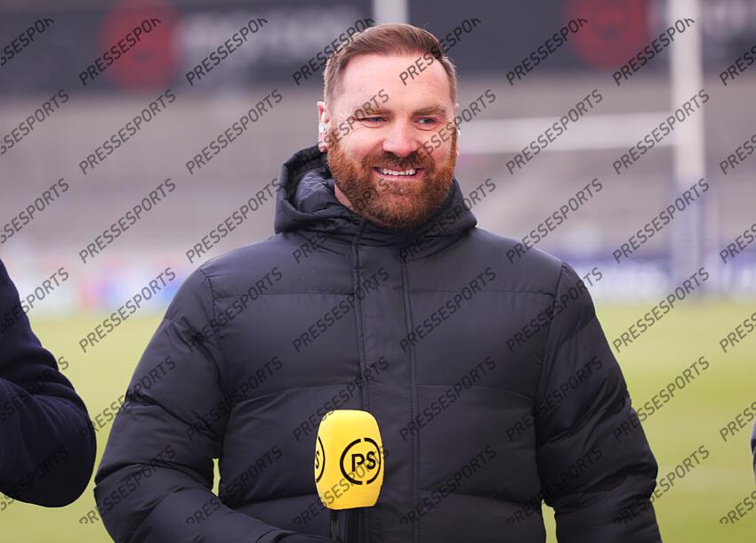 Investec Champions Cup Round 4, Salford Community Stadium, Manchester 19/1/2025 Sale Sharks vs RC Toulon Andy Goode on media duties for Premier Sports Mandatory Credit ©INPHO/Tom Maher SALE-TOULON (33-7) 