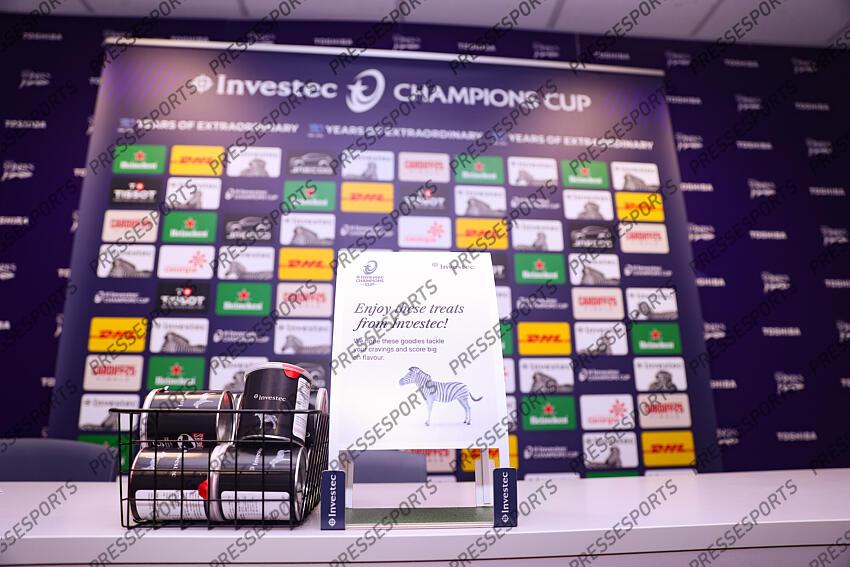 Investec Champions Cup Round 4, Salford Community Stadium, Manchester 19/1/2025 Sale Sharks vs RC Toulon A view of Investec branding Mandatory Credit ©INPHO/Tom Maher SALE-TOULON (33-7) 