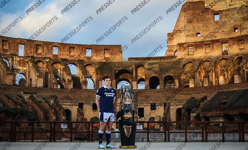 2024 Guinness Six Nations Championship Launch, Rome, Italy 21/1/2025 Pictured is Scotland’s Rory Darge at the launch of the 2025 Guinness Men’s Six Nations Championship at the Colosseum in Rome Mandatory Credit ©INPHO/Billy Stickland PRESENTATION TOURNOI DES VI NATIONS 