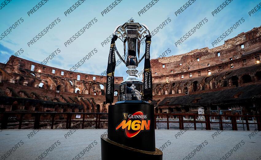2024 Guinness Six Nations Championship Launch, Rome, Italy 21/1/2025 A view of the Guinness Six Nations trophy at the launch of the 2025 Guinness Men’s Six Nations Championship at the Colosseum in Rome Mandatory Credit ©INPHO/Billy Stickland PRESENTATION TOURNOI DES VI NATIONS 