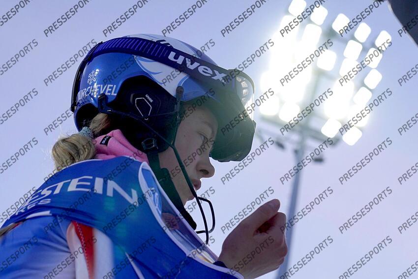 COURCHEVEL, FRANCE - JANUARY 30: Marie Lamure of Team France competes during the Audi FIS Alpine Ski World Cup Women's Slalom on January 30, 2025 in Courchevel, France. (Photo by Michel Cottin/Agence Zoom) SLALOM FEMMES COURCHEVEL 